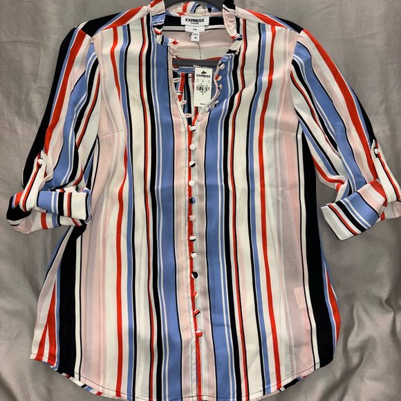 Brand New Express button down slim fit portofino blouse - Picture 1 of 2